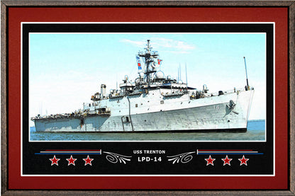 USS TRENTON LPD 14 BOX FRAMED CANVAS ART BURGUNDY