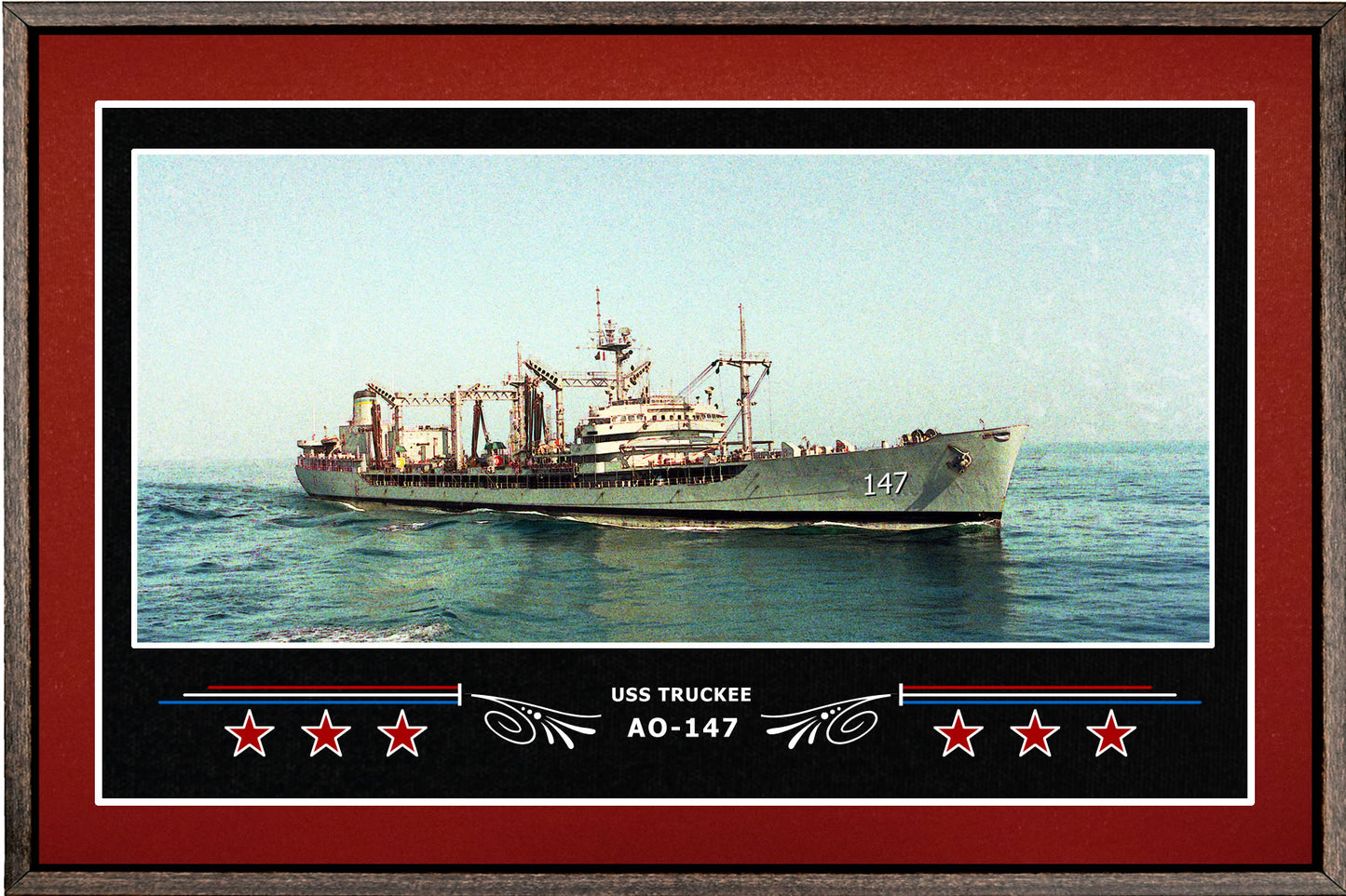 USS TRUCKEE AO 147 BOX FRAMED CANVAS ART BURGUNDY