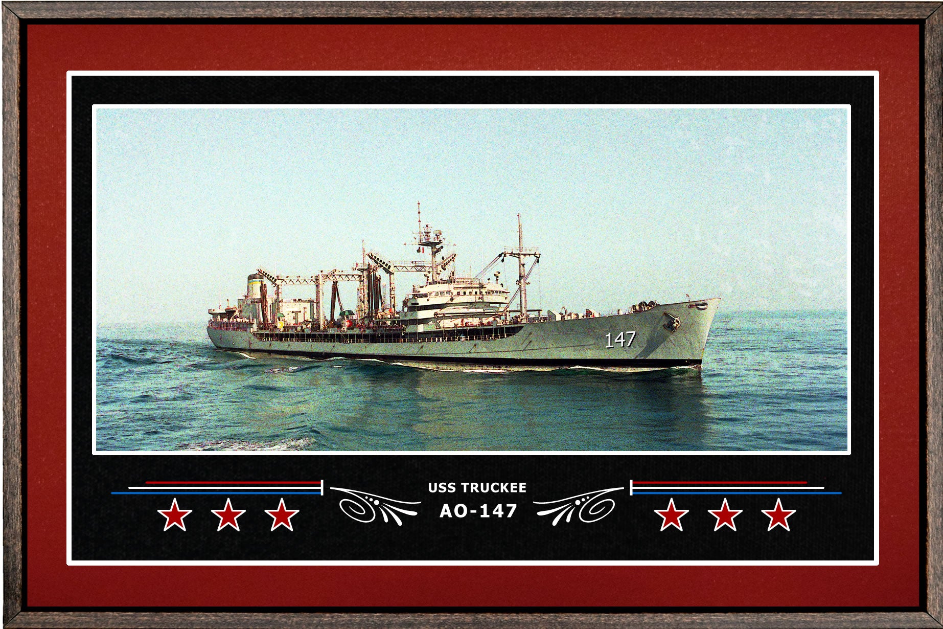 USS TRUCKEE AO 147 BOX FRAMED CANVAS ART BURGUNDY