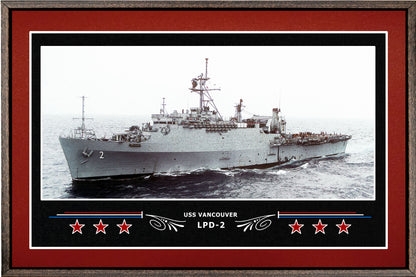 USS VANCOUVER LPD 2 BOX FRAMED CANVAS ART BURGUNDY