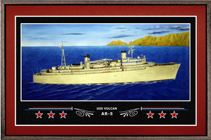 USS VULCAN AR 5 BOX FRAMED CANVAS ART BURGUNDY