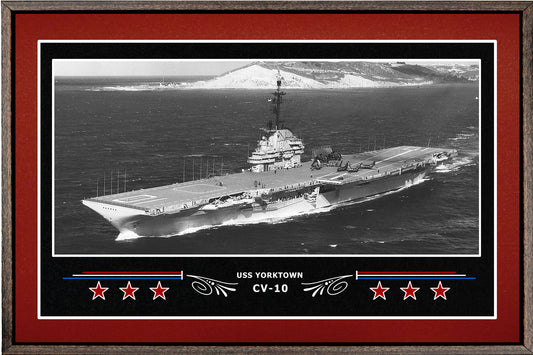 USS YORKTOWN CV 10 BOX FRAMED CANVAS ART BURGUNDY