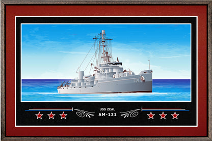 USS ZEAL AM 131 BOX FRAMED CANVAS ART BURGUNDY