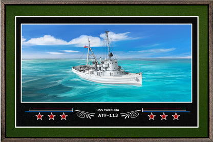 USS TAKELMA ATF 113 BOX FRAMED CANVAS ART GREEN