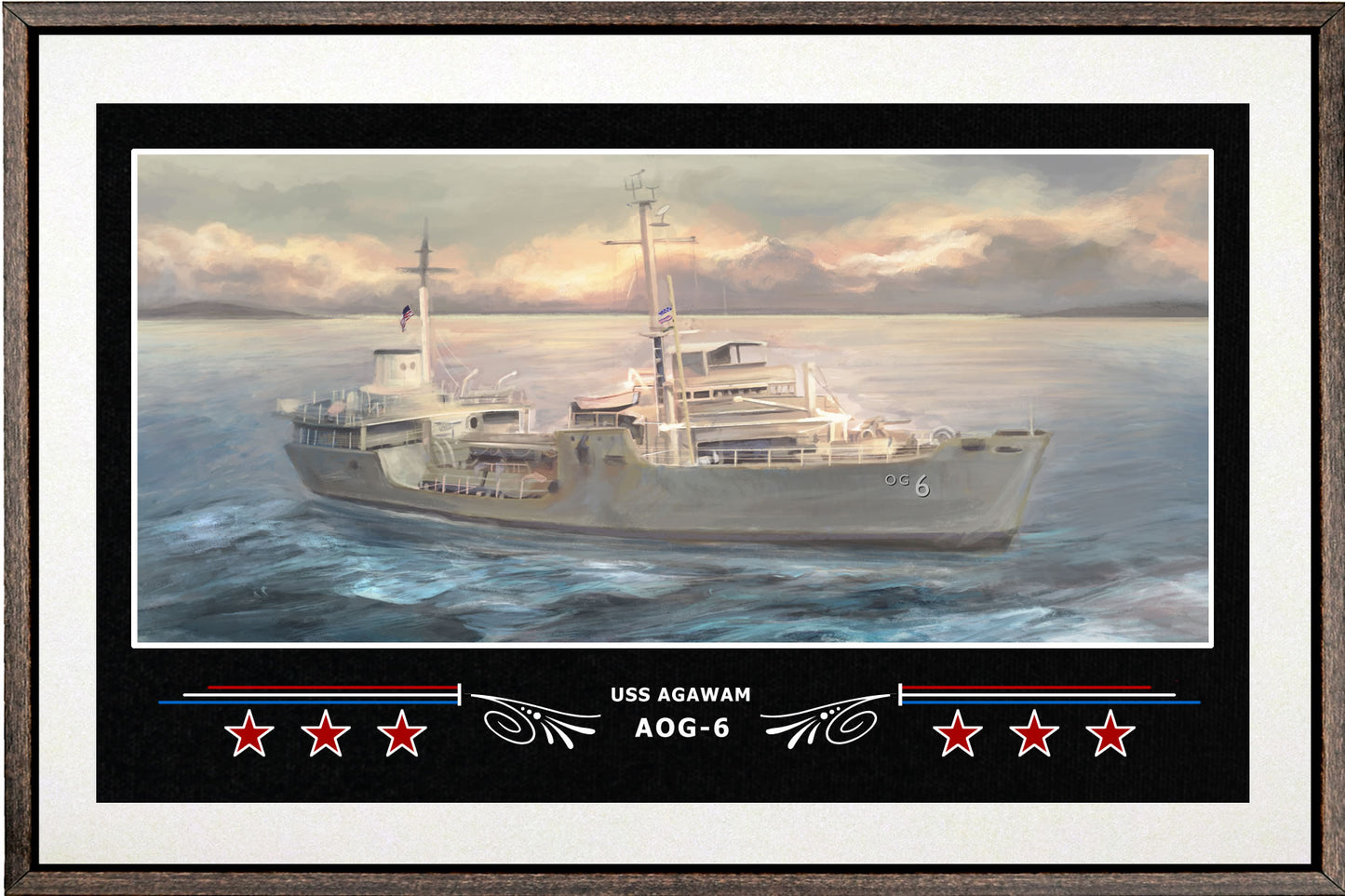 USS AGAWAM AOG 6 BOX FRAMED CANVAS ART WHITE