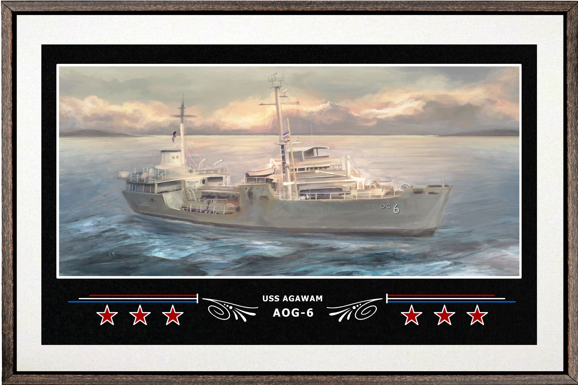 USS AGAWAM AOG 6 BOX FRAMED CANVAS ART WHITE