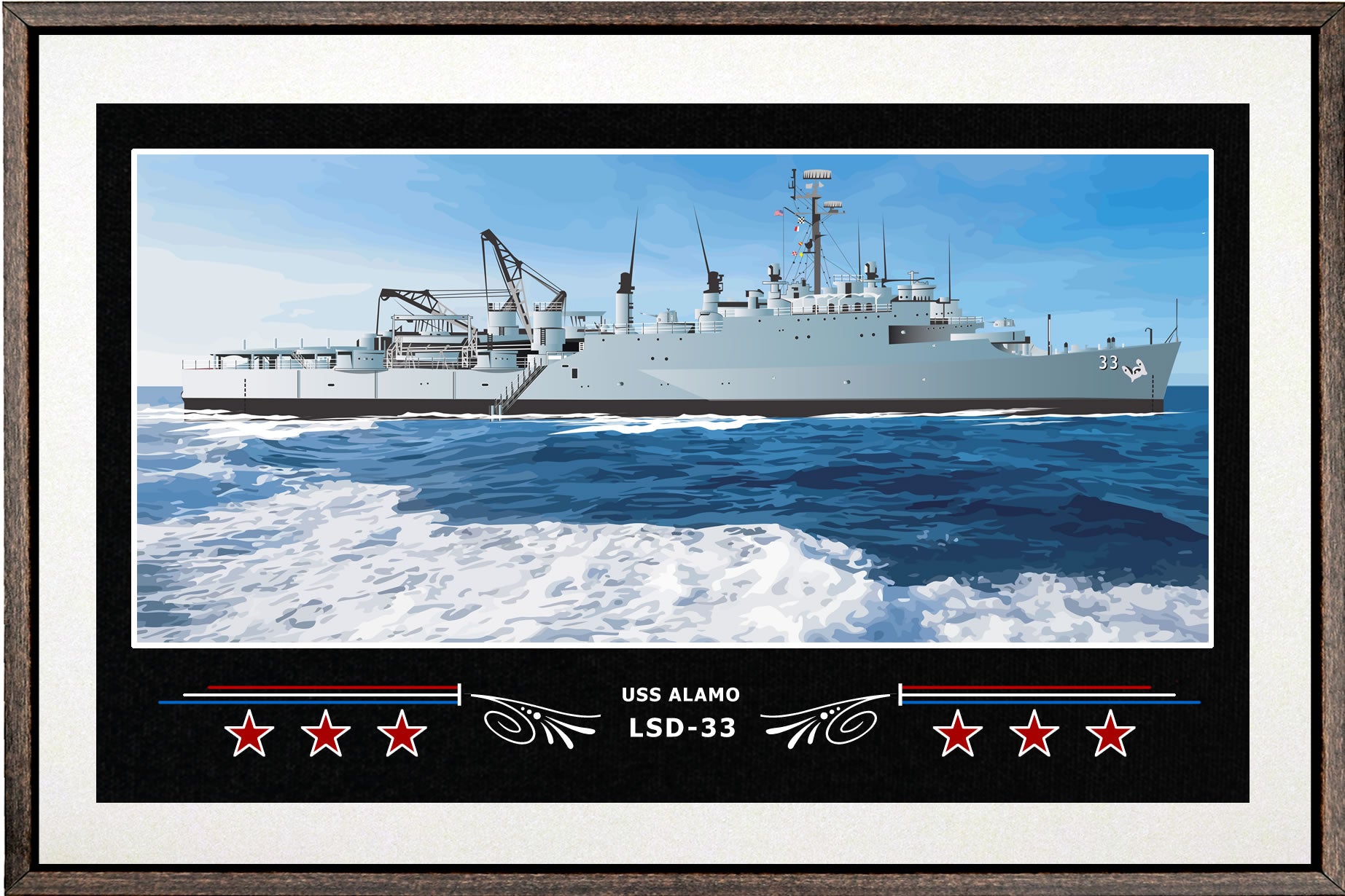 USS ALAMO LSD 33 BOX FRAMED CANVAS ART WHITE