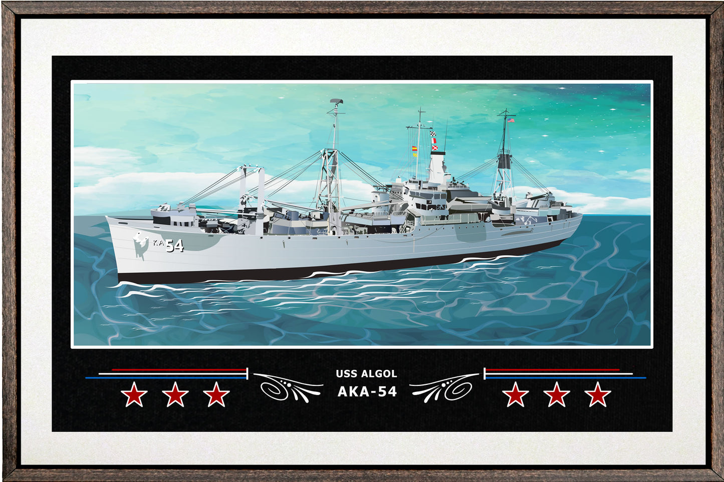 USS ALGOL AKA 54 BOX FRAMED CANVAS ART WHITE