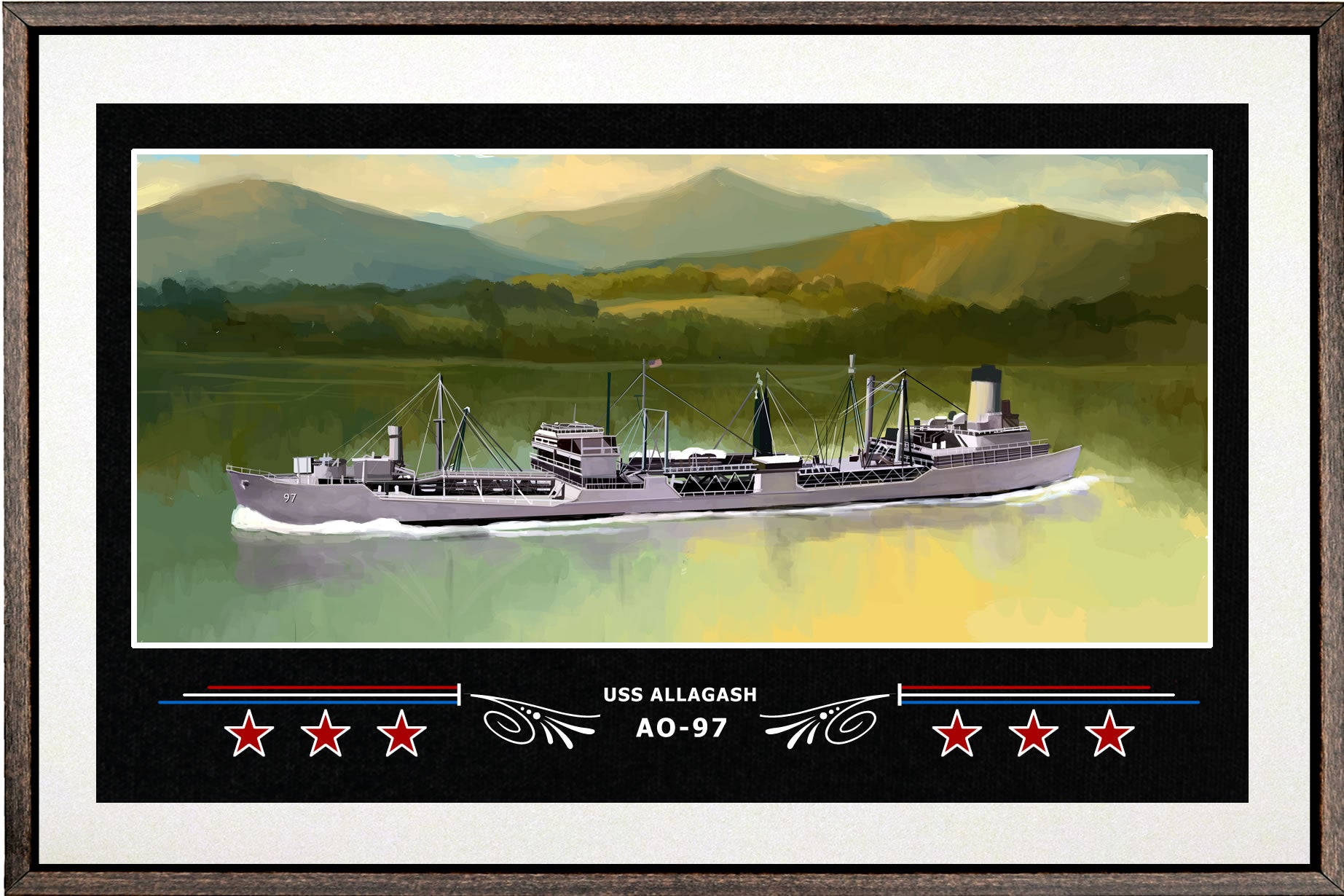 USS ALLAGASH AO 97 BOX FRAMED CANVAS ART WHITE