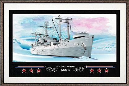 USS APPALACHIAN AGC 1 BOX FRAMED CANVAS ART WHITE