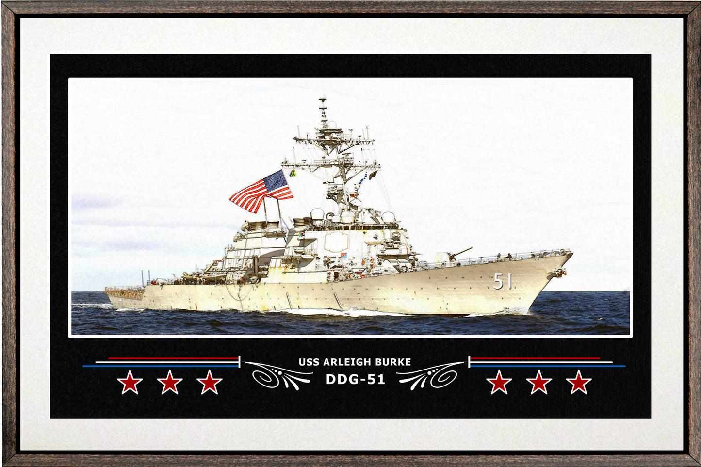 USS ARLEIGH BURKE DDG 51 BOX FRAMED CANVAS ART WHITE