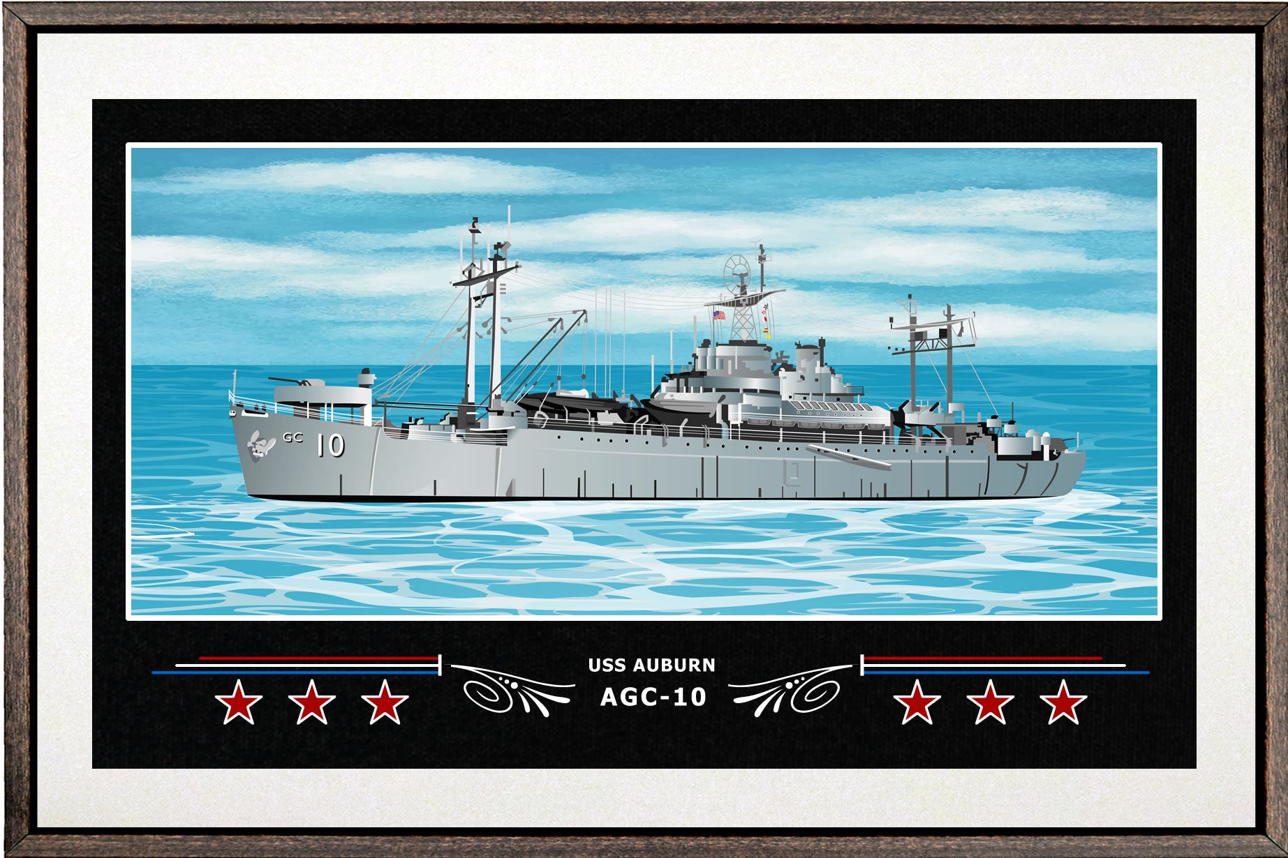 USS AUBURN AGC 10 BOX FRAMED CANVAS ART WHITE