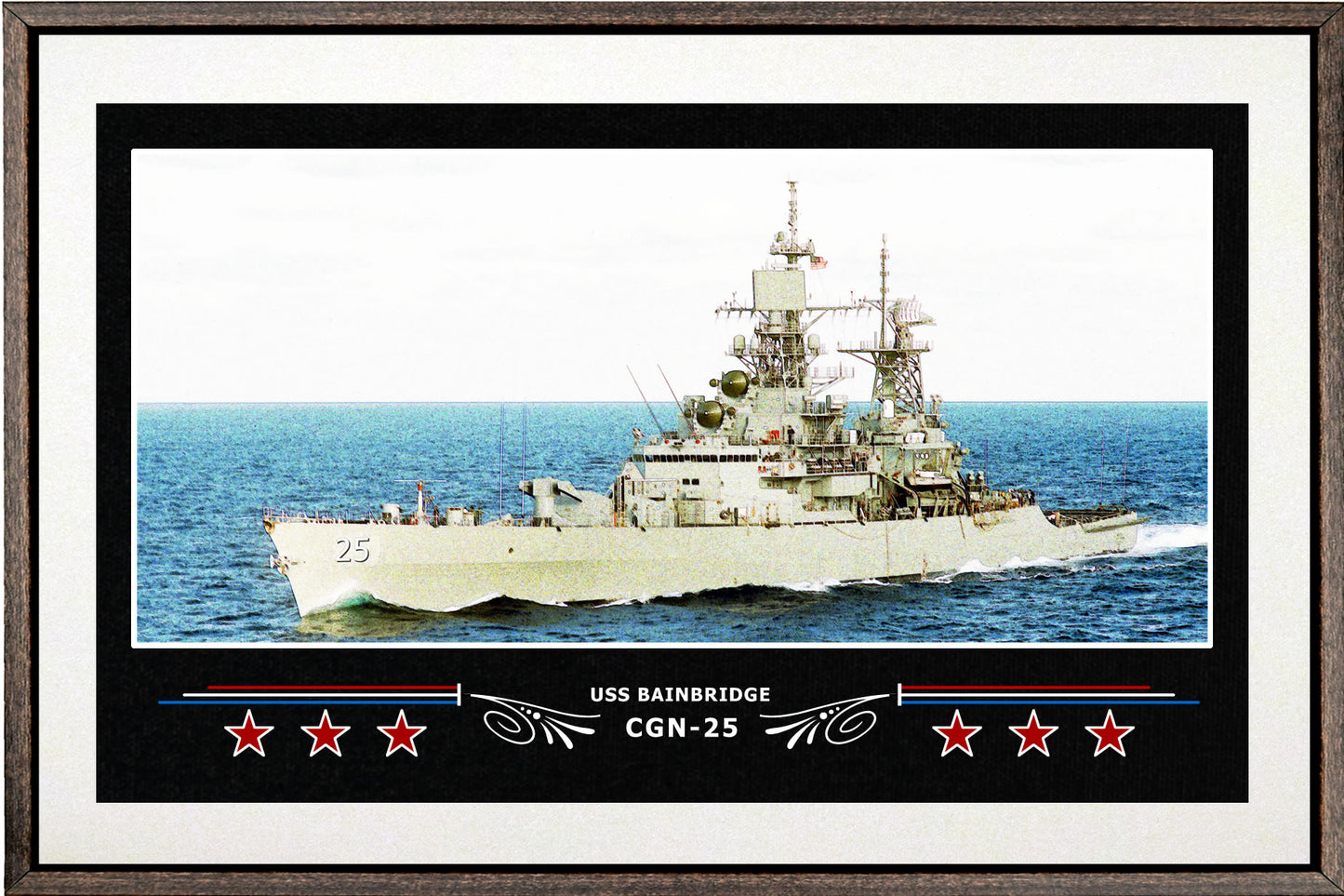 USS BAINBRIDGE CGN 25 BOX FRAMED CANVAS ART WHITE