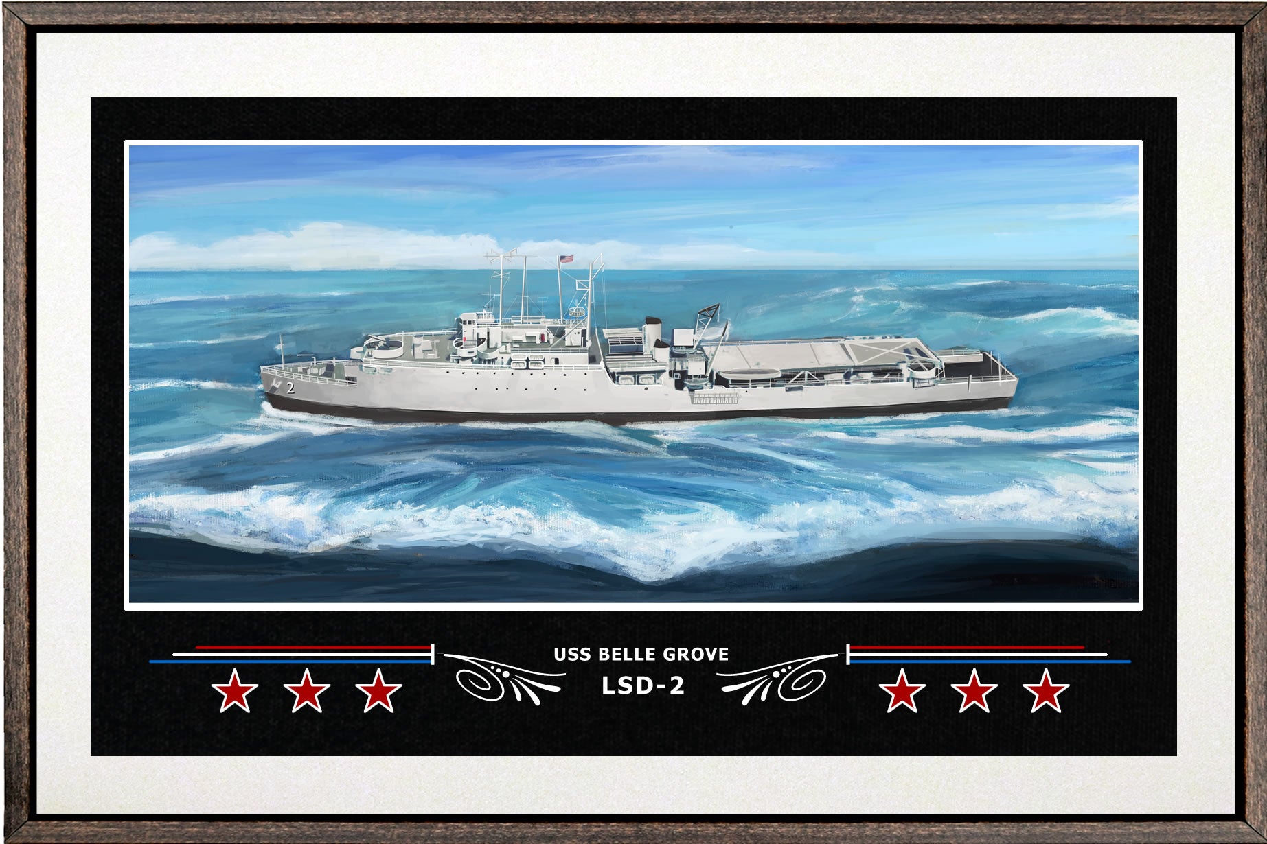 USS BELLE GROVE LSD 2 BOX FRAMED CANVAS ART WHITE
