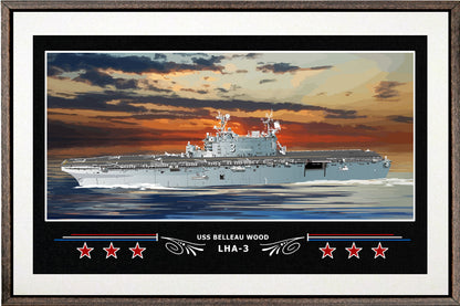 USS BELLEAU WOOD LHA 3 BOX FRAMED CANVAS ART WHITE