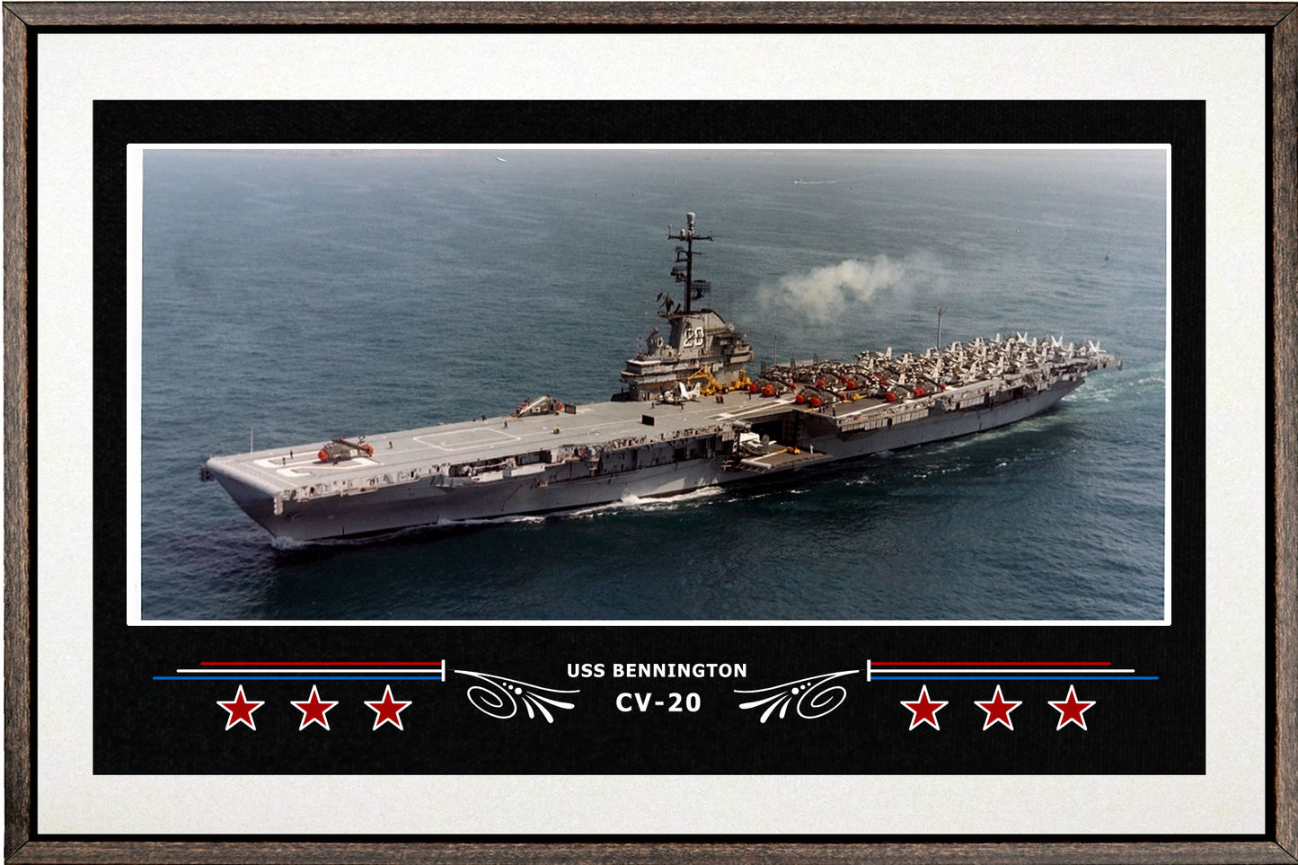 USS BENNINGTON CV 20 BOX FRAMED CANVAS ART WHITE