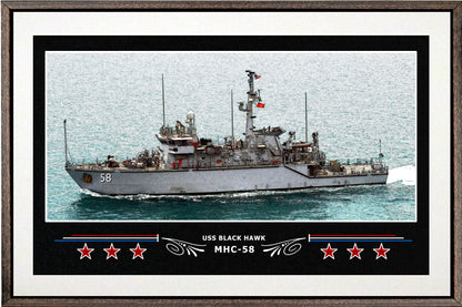 USS BLACK HAWK MHC 58 BOX FRAMED CANVAS ART WHITE