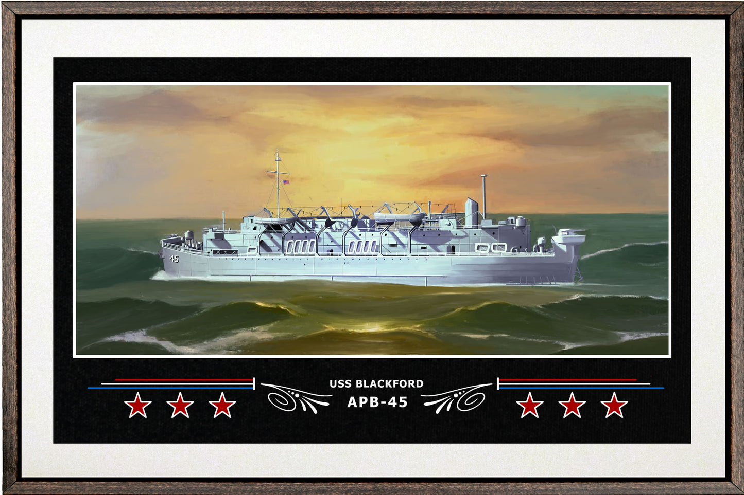 USS BLACKFORD APB 45 BOX FRAMED CANVAS ART WHITE