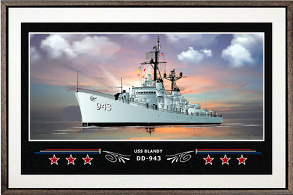 USS BLANDY DD 943 BOX FRAMED CANVAS ART WHITE
