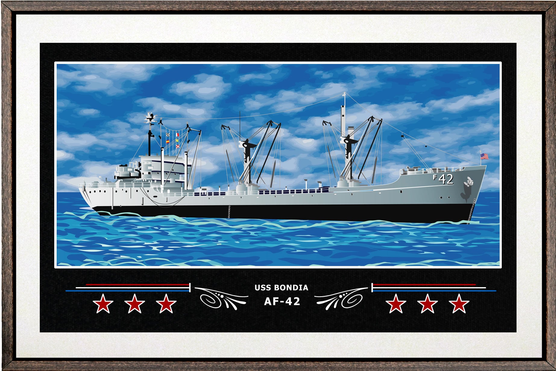 USS BONDIA AF 42 BOX FRAMED CANVAS ART WHITE