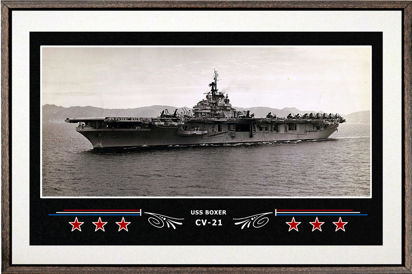 USS BOXER CV 21 BOX FRAMED CANVAS ART WHITE