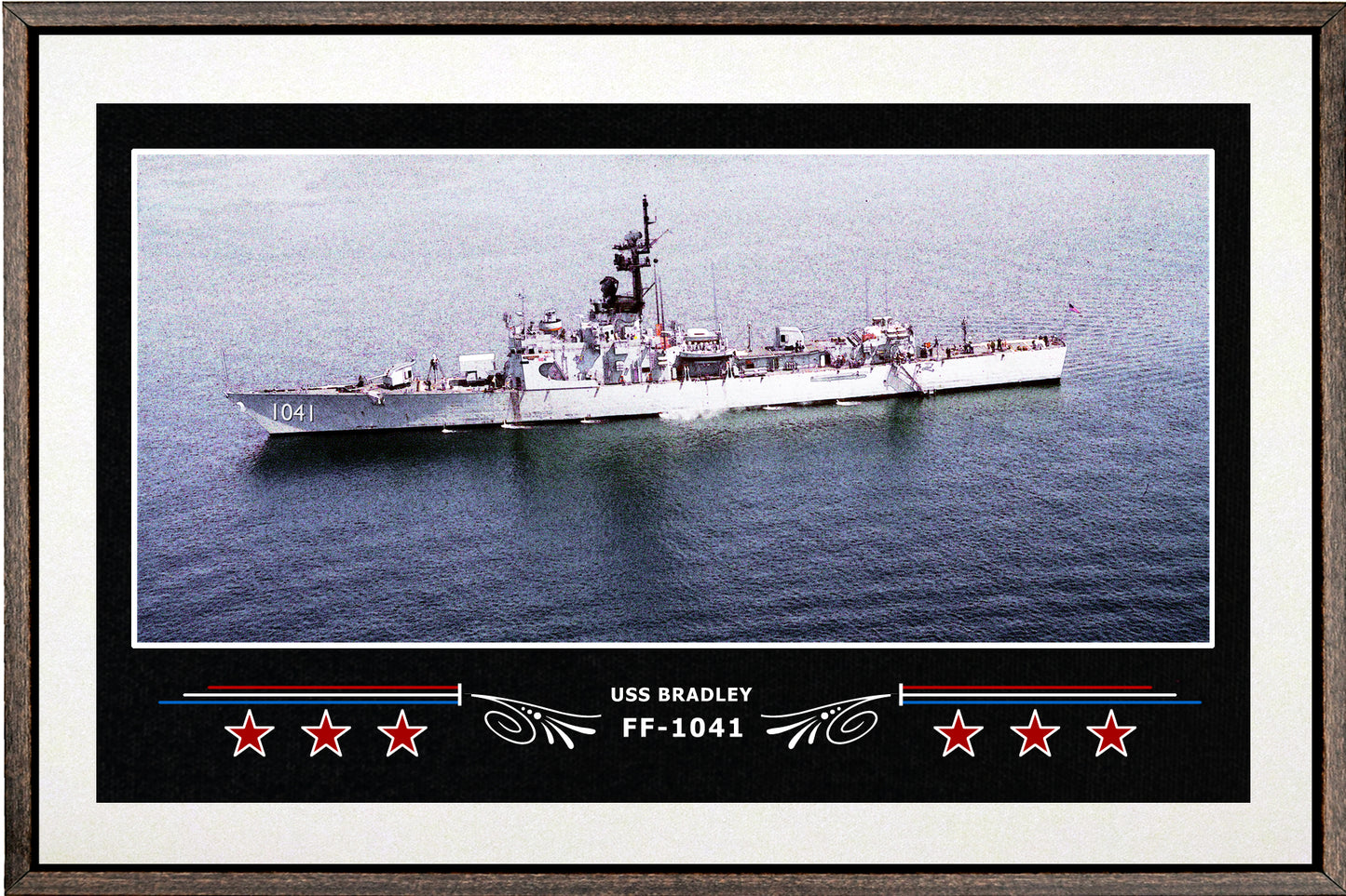 USS BRADLEY FF 1041 BOX FRAMED CANVAS ART WHITE