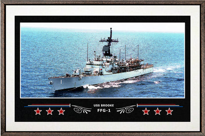 USS BROOKE FFG 1 BOX FRAMED CANVAS ART WHITE