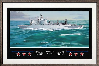USS BUTTE AE 27 BOX FRAMED CANVAS ART WHITE