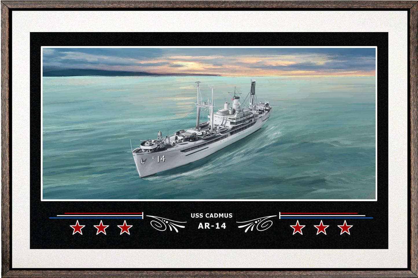 USS CADMUS AR 14 BOX FRAMED CANVAS ART WHITE