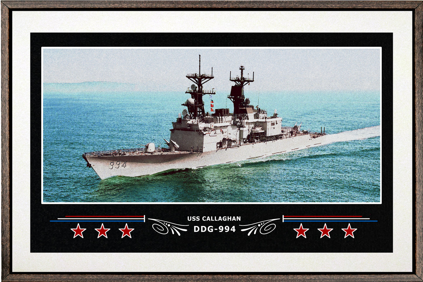 USS CALLAGHAN DDG 994 BOX FRAMED CANVAS ART WHITE
