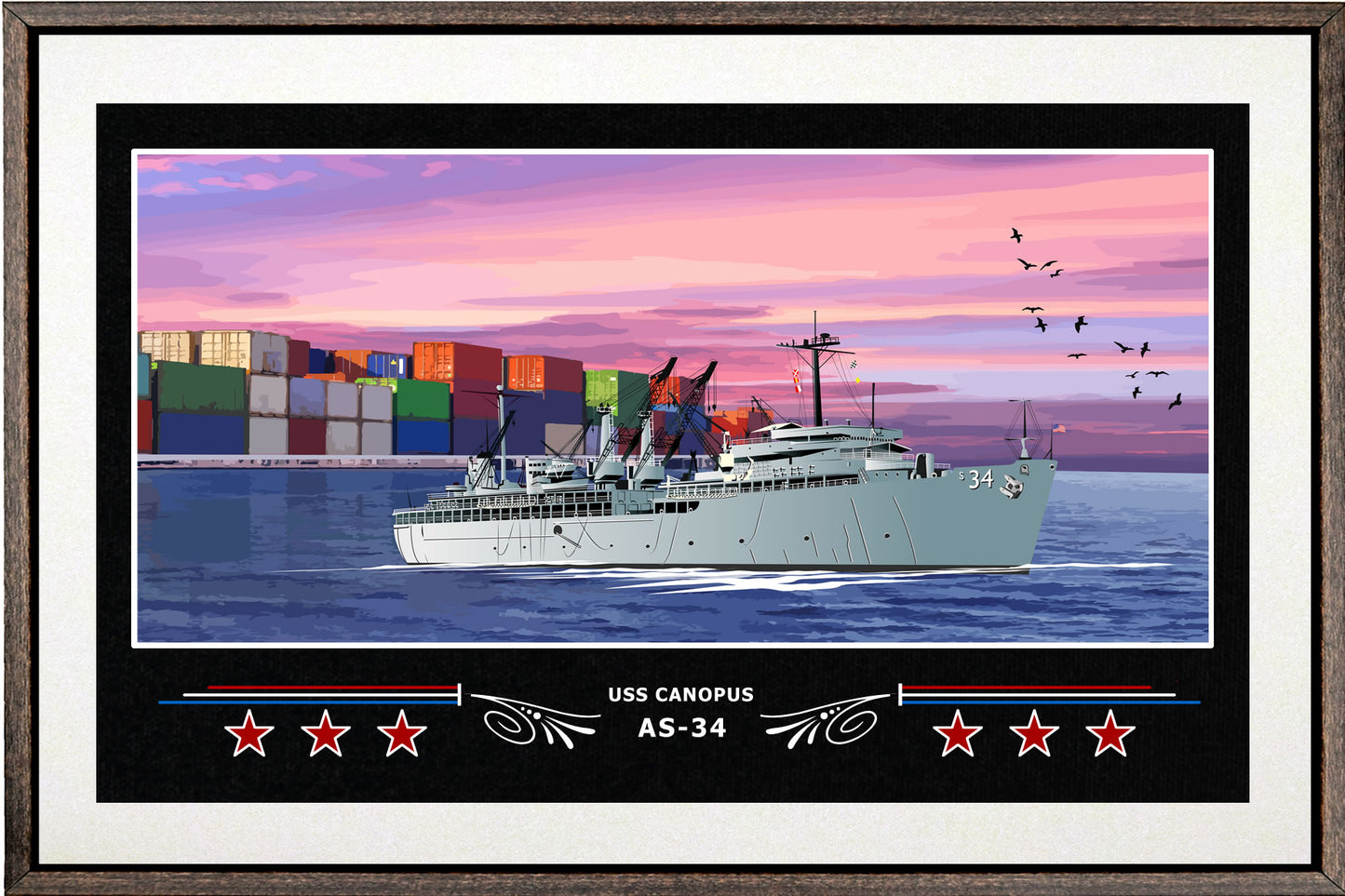 USS CANOPUS AS 34 BOX FRAMED CANVAS ART WHITE