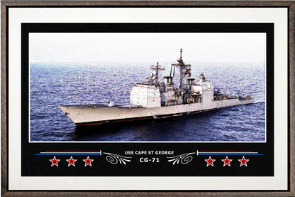 USS CAPE ST GEORGE CG 71 BOX FRAMED CANVAS ART WHITE