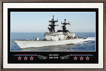 USS CARON DD 970 BOX FRAMED CANVAS ART WHITE