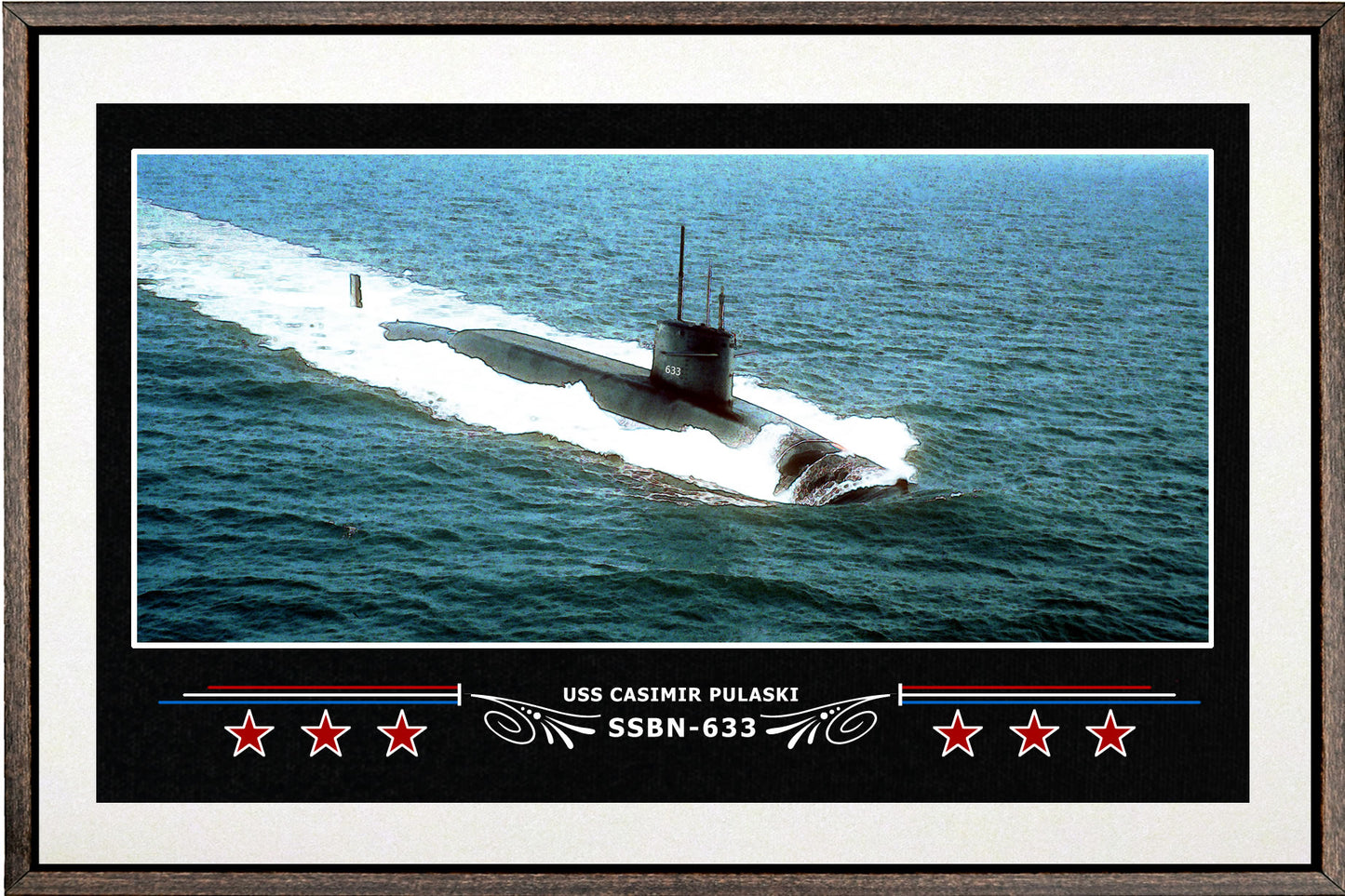 USS CASIMIR PULASKI SSBN 633 BOX FRAMED CANVAS ART WHITE