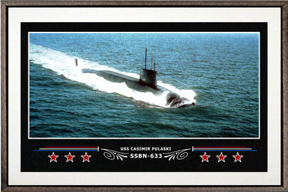 USS CASIMIR PULASKI SSBN 633 BOX FRAMED CANVAS ART WHITE