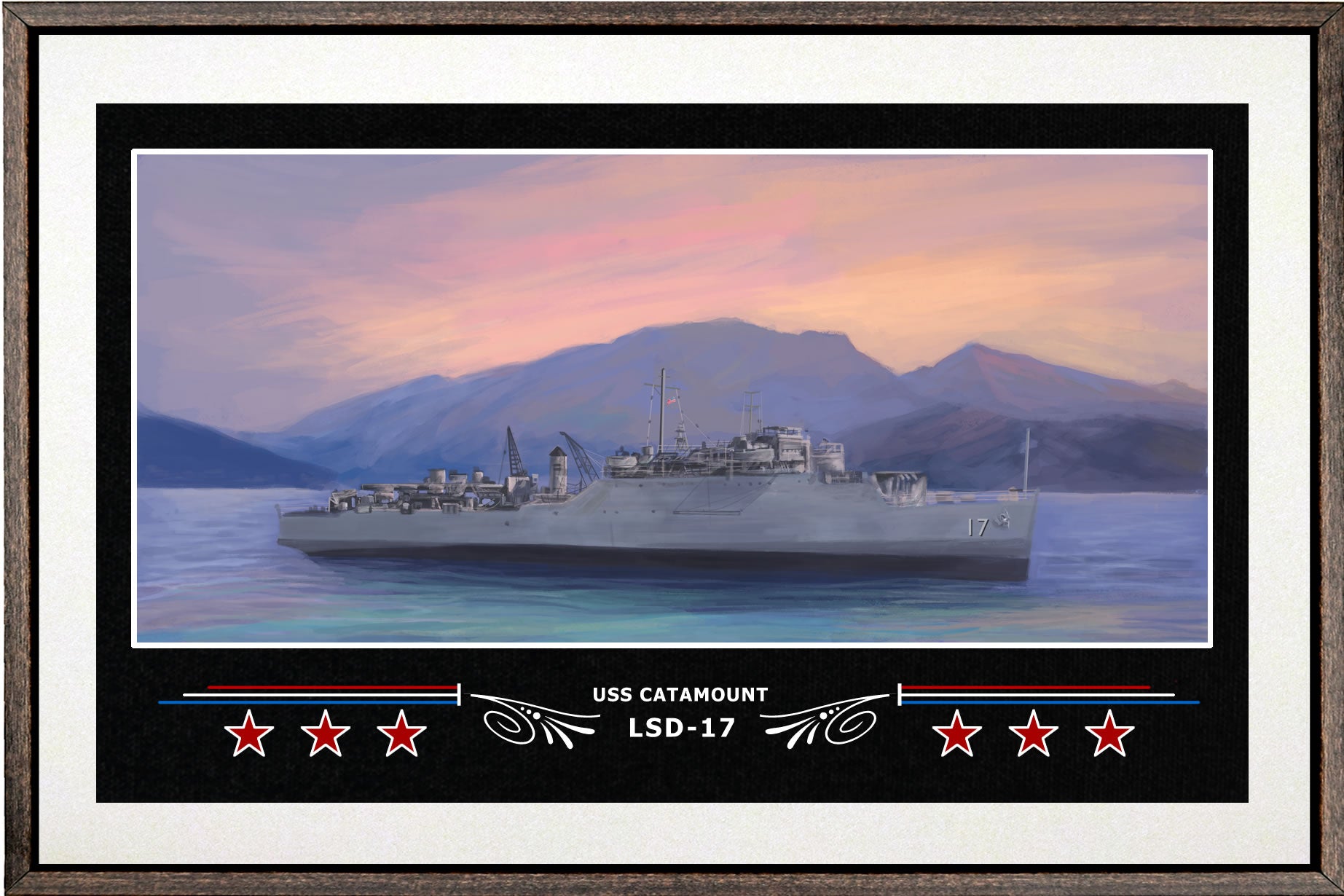 USS CATAMOUNT LSD 17 BOX FRAMED CANVAS ART WHITE