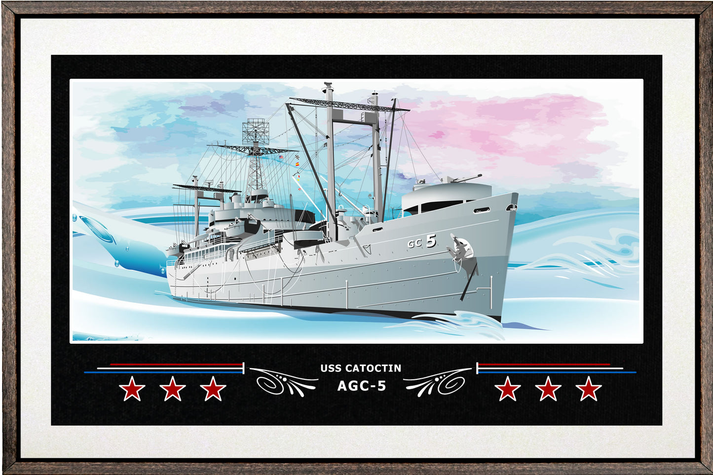 USS CATOCTIN AGC 5 BOX FRAMED CANVAS ART WHITE