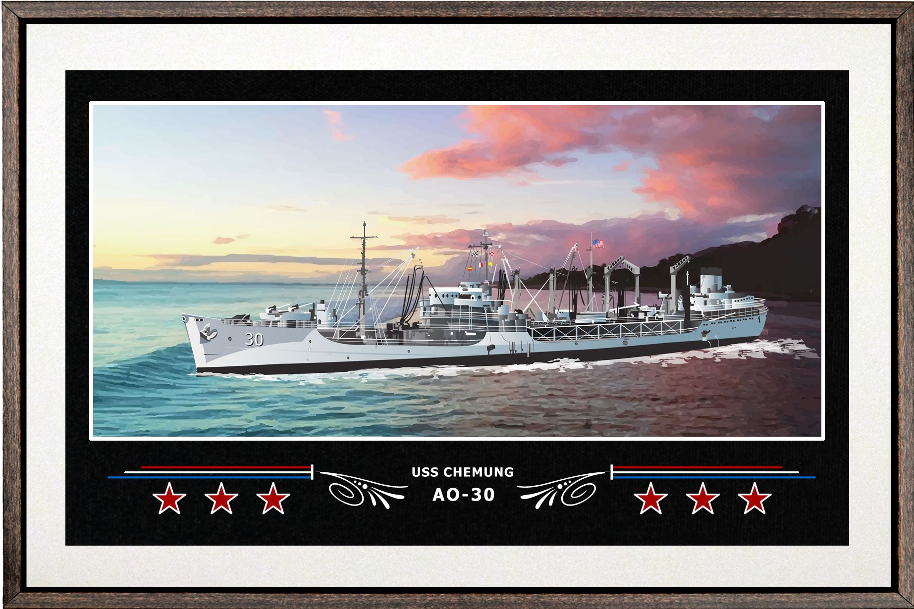 USS CHEMUNG AO 30 BOX FRAMED CANVAS ART WHITE