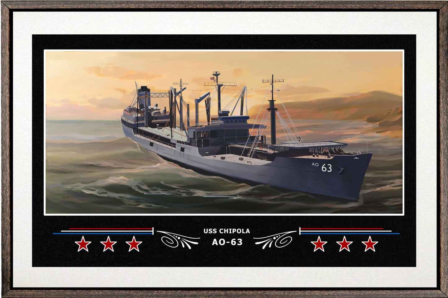 USS CHIPOLA AO 63 BOX FRAMED CANVAS ART WHITE