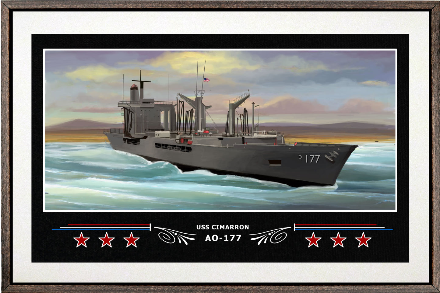 USS CIMARRON AO 177 BOX FRAMED CANVAS ART WHITE