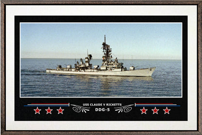 USS CLAUDE V RICKETTS DDG 5 BOX FRAMED CANVAS ART WHITE