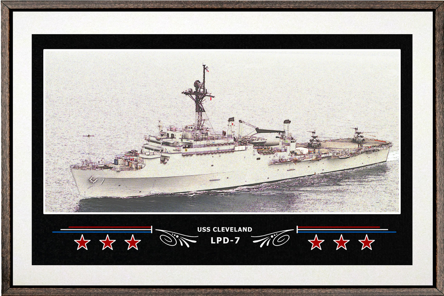 USS CLEVELAND LPD 7 BOX FRAMED CANVAS ART WHITE