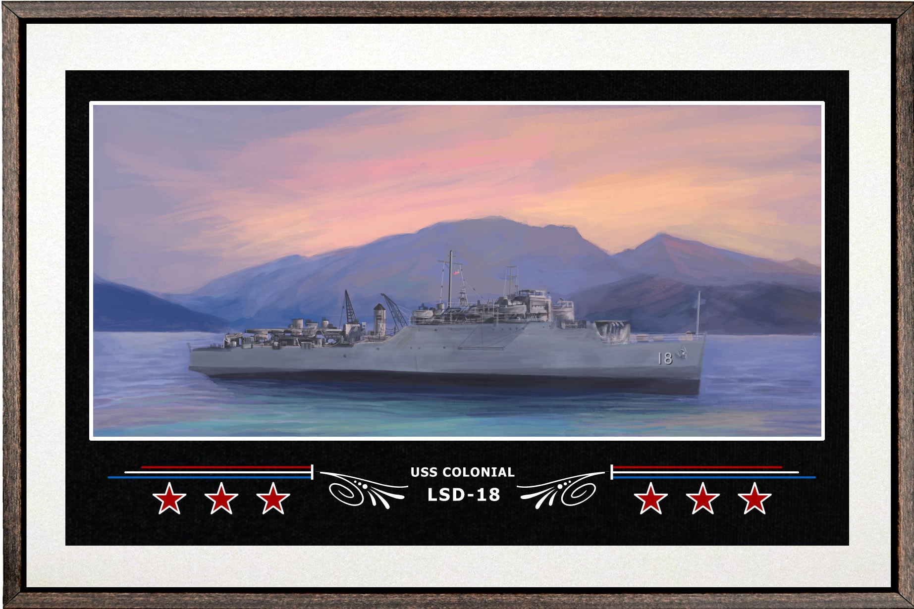 USS COLONIAL LSD 18 BOX FRAMED CANVAS ART WHITE