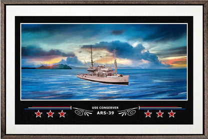 USS CONSERVER ARS 39 BOX FRAMED CANVAS ART WHITE