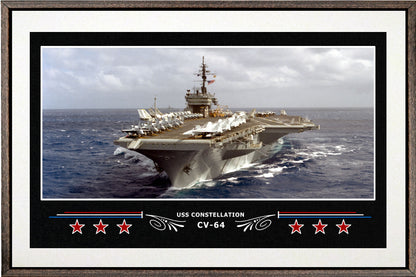 USS CONSTELLATION CV 64 BOX FRAMED CANVAS ART WHITE
