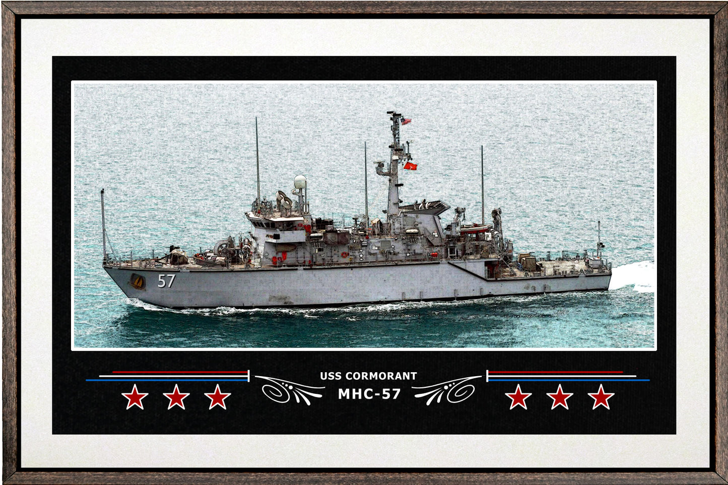 USS CORMORANT MHC 57 BOX FRAMED CANVAS ART WHITE
