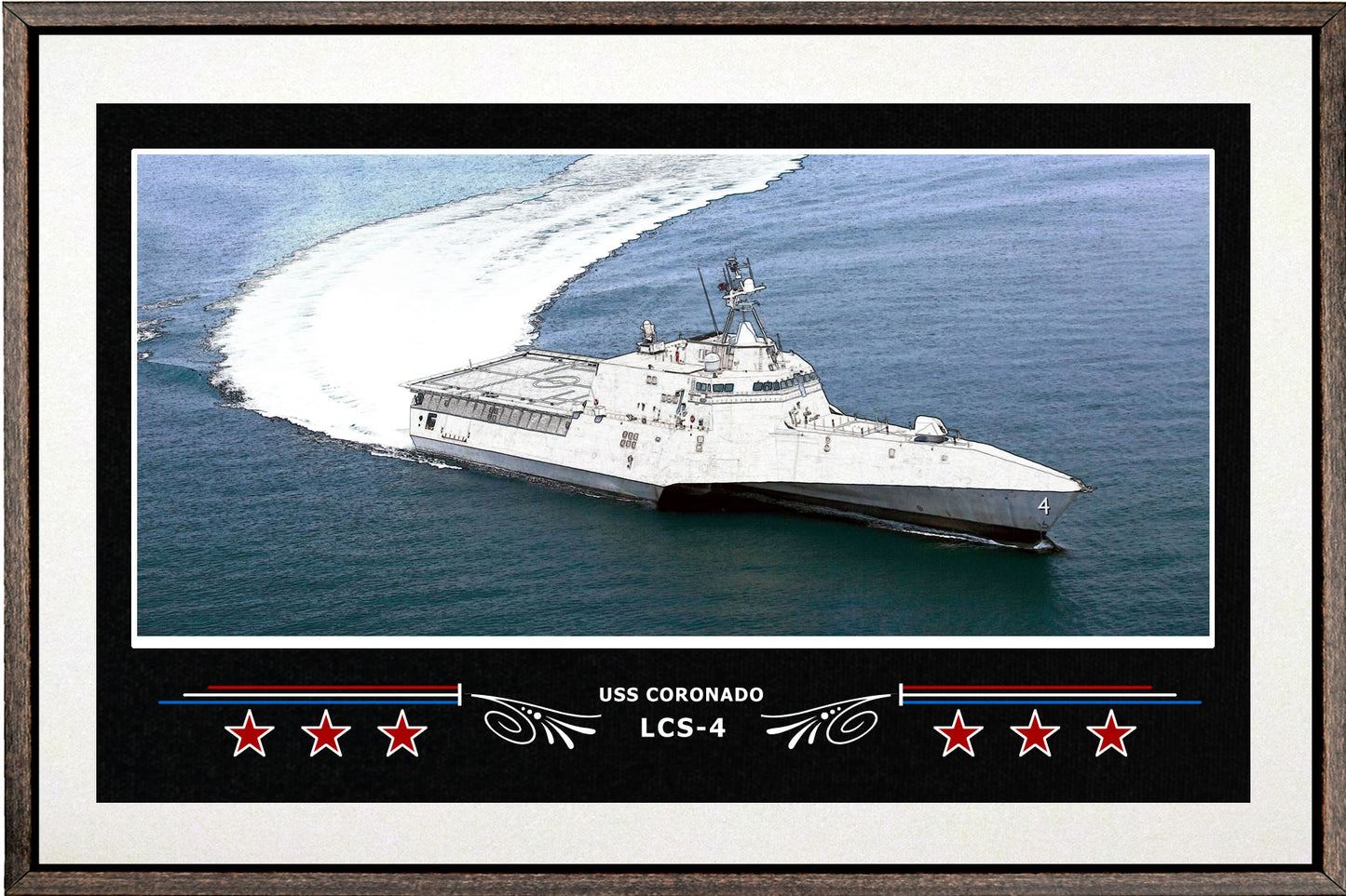 USS CORONADO LCS 4 BOX FRAMED CANVAS ART WHITE