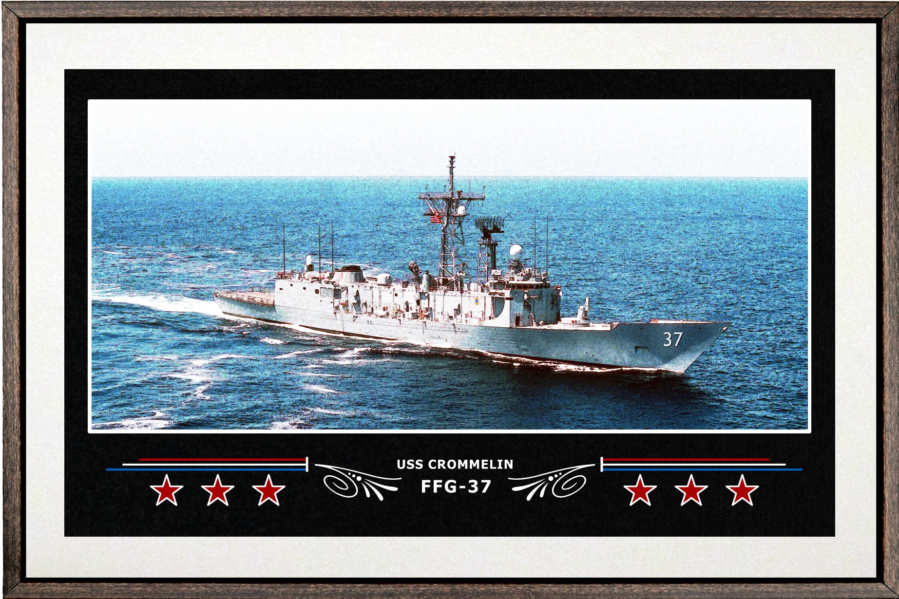 USS CROMMELIN FFG 37 BOX FRAMED CANVAS ART WHITE