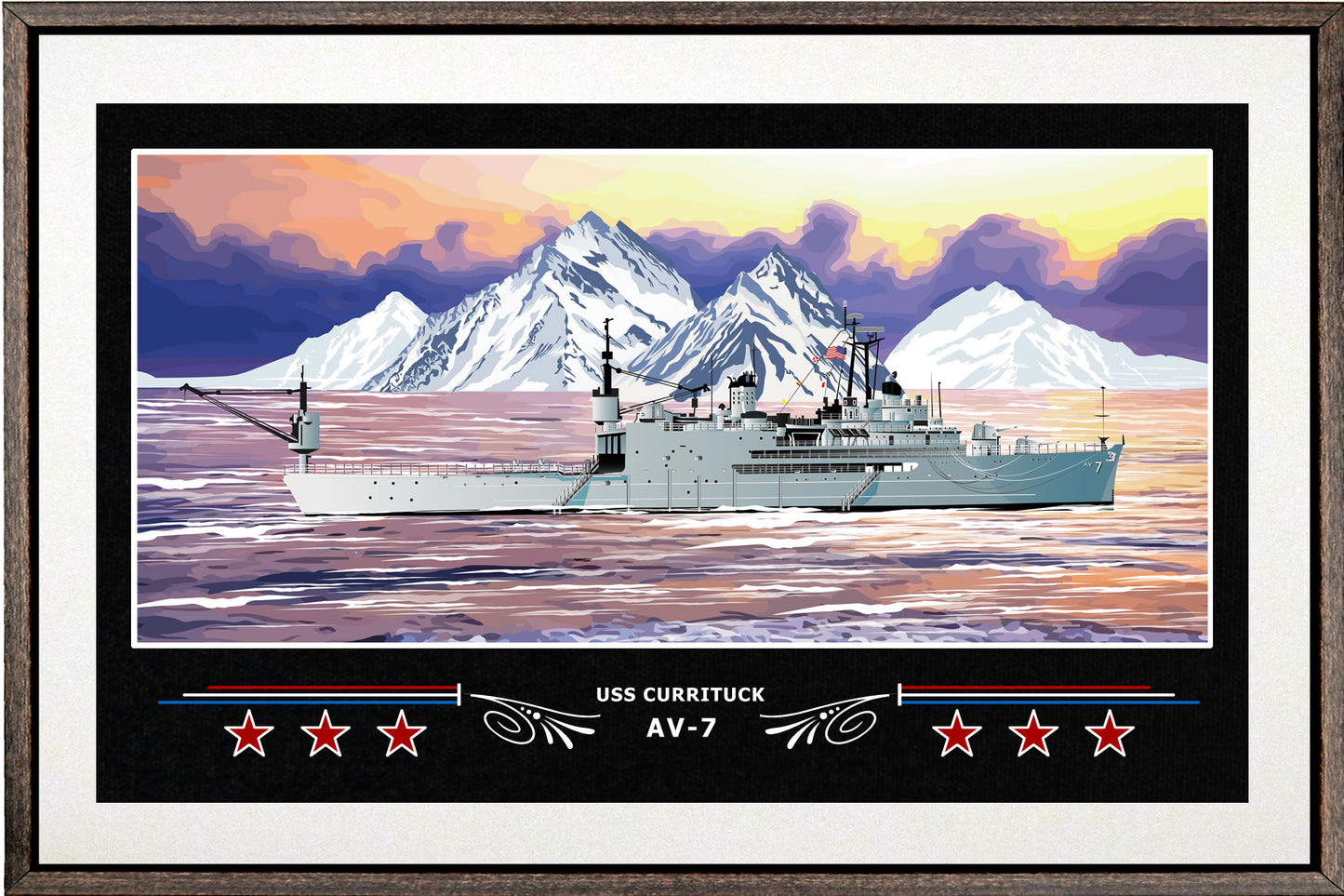 USS CURRITUCK AV 7 BOX FRAMED CANVAS ART WHITE