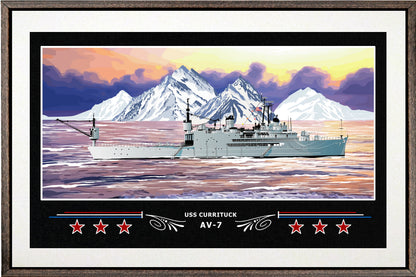 USS CURRITUCK AV 7 BOX FRAMED CANVAS ART WHITE